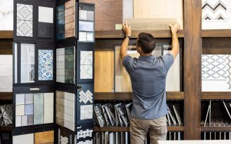 grabbing tile off a shelf