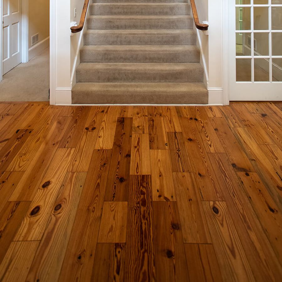 hardwood flooring in front of stairs